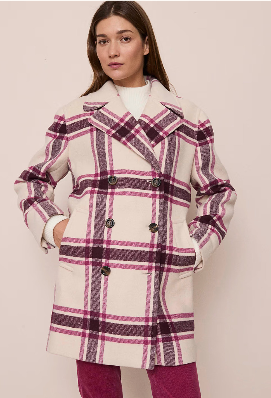 NEW ANN TAYLOR WEEKEND COLLECTION SEEDPEARL PLAID COCOON COAT SZ M